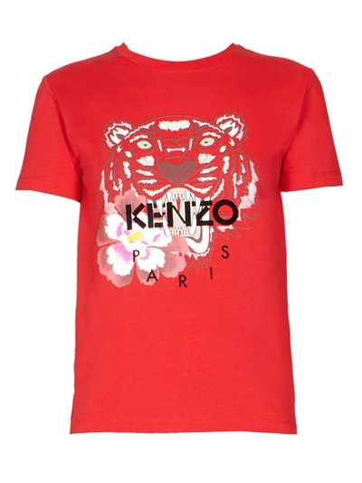 Shop Kenzo Women's Flower Tiger Tee In Medium Red