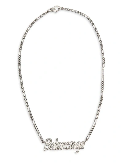 Shop Balenciaga Typo Necklace In Silver