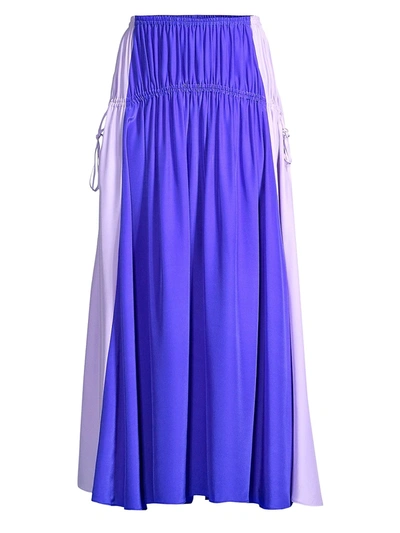 Shop Amur Women's Side-tie Silk Midi Skirt In Blue Purple Lilac