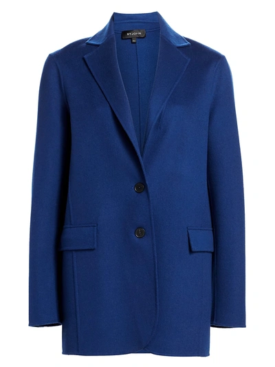 Shop St John Women's Luxe Wool & Cashmere Double-faced Jacket In Prussian Blue