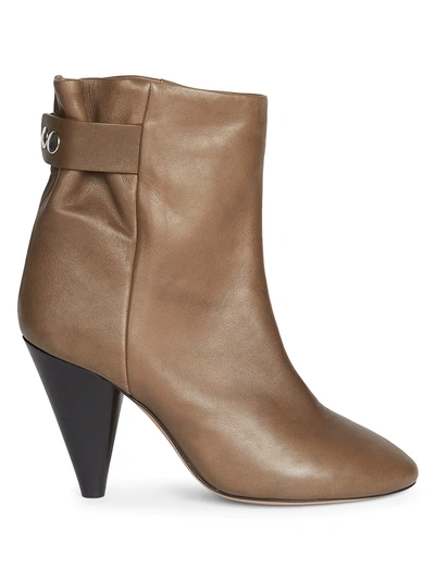 Shop Isabel Marant Women's Lystal Leather Ankle Boots In Khaki