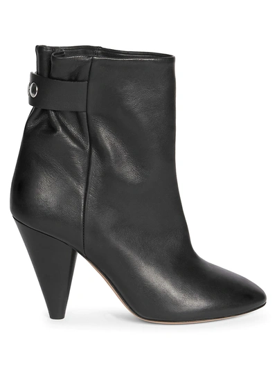 Shop Isabel Marant Women's Lystal Leather Ankle Boots In Black