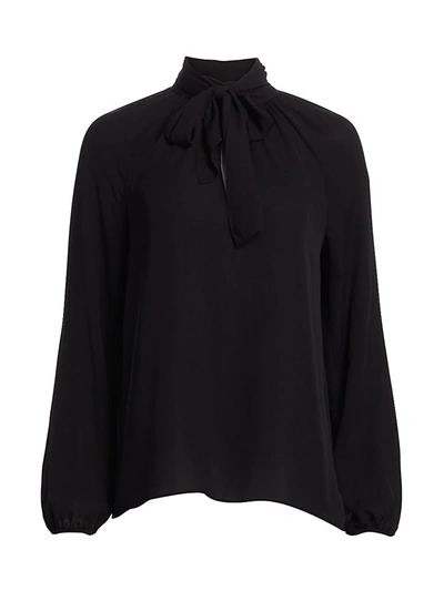 Shop Theory Women's Silk Tieneck Top In Black