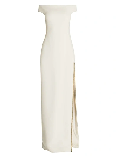 Shop Stella Mccartney Women's Cady Off-the-shoulder Evening Gown In Snow