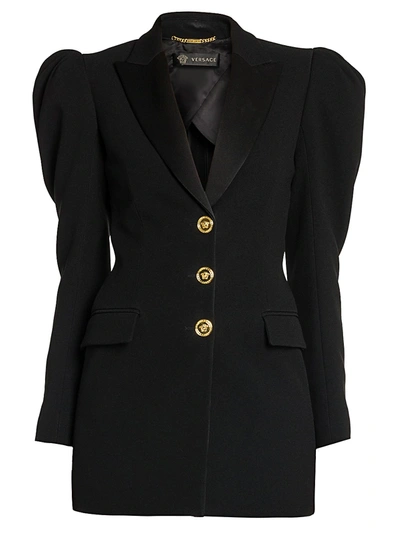 Shop Versace Women's Envers Puff-sleeve Jacket In Black