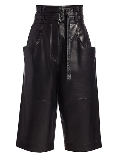 Shop Proenza Schouler Women's Leather Belted Shorts In Black