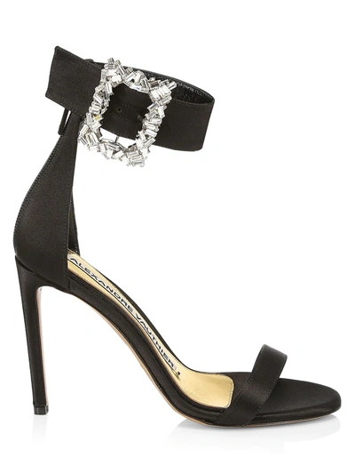 Shop Alexandre Vauthier Women's Blanca Crystal-embellished Satin Sandals In Black
