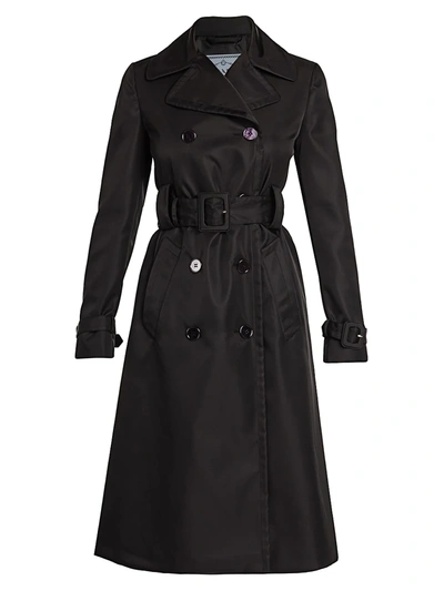 Shop Prada Women's Double Breasted Trench Coat In Black