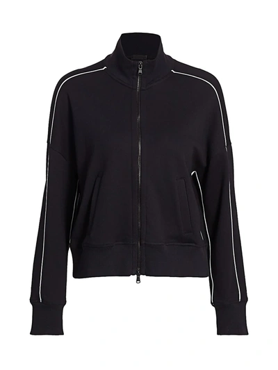 Shop Atm Anthony Thomas Melillo Women's French Terry Piped Zip-up Jacket In Black