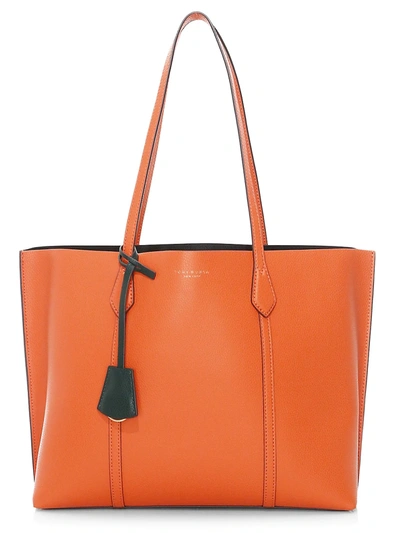 Shop Tory Burch Women's Perry Leather Tote In Orange