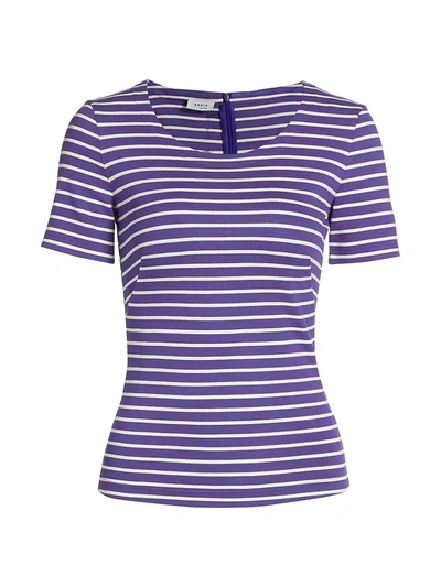 Shop Akris Punto Striped Jersey T-shirt In Purple White