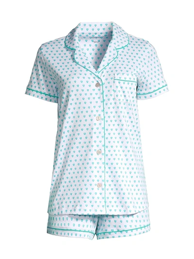Shop Roller Rabbit 2-piece Hearts Polo Pajama Set In Mint