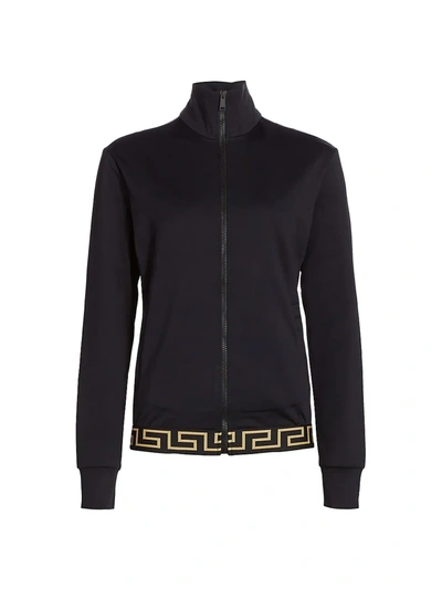 Shop Versace Women's Greca Gym Sweatshirt In Black