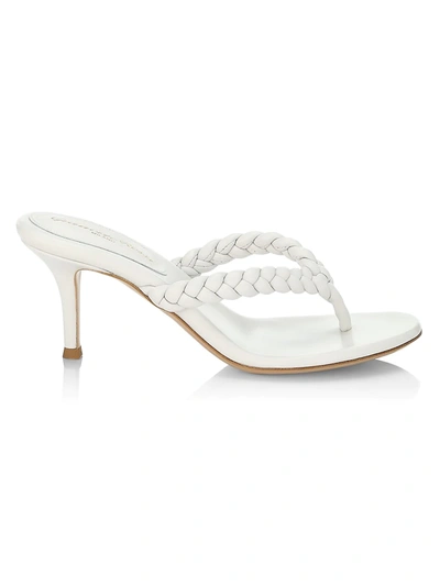 Shop Gianvito Rossi Women's Tropea Braided Leather Thong Sandals In White