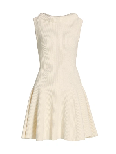 Shop Alexander Mcqueen Women's Sleeveless Wool-knit Mini Dress In Ivory