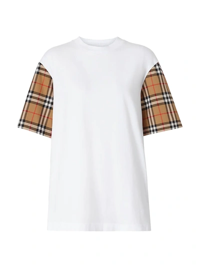 Shop Burberry Women's Archive Check T-shirt In White