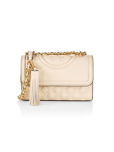 Shop Tory Burch Women's Small Fleming Convertible Leather Shoulder Bag In New Cream
