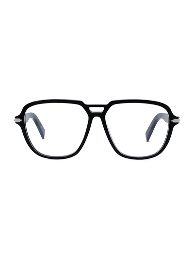 Shop Dior Men's 180 Au 57mm Plastic Aviator Optical Glasses In Shiny Black