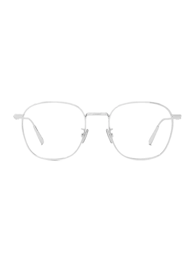 Shop Dior Men's Blacksuito S2u 51mm Metal Square Optical Glasses In Shiny Palladium