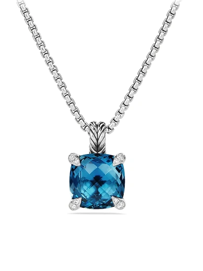 Shop David Yurman Women's Châtelaine® Pendant Necklace With Gemstone & Diamonds/11mm In Silver