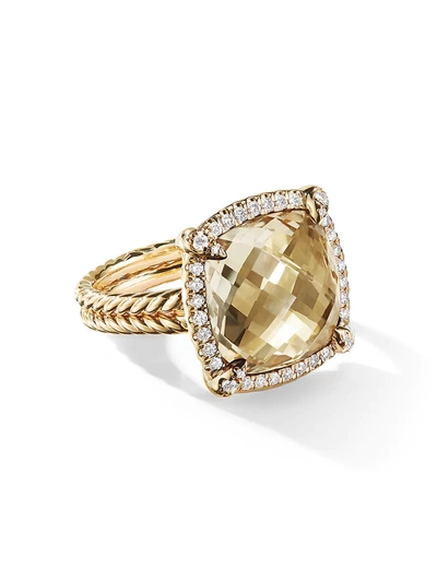 Shop David Yurman Women's Châtelaine® Pavé Bezel Ring With Citrine & Diamonds In 18k Yellow Gold