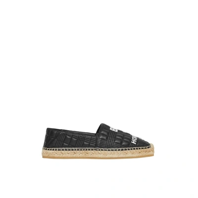 Shop Burberry Horseferry Print Quilted Leather Espadrilles In Black