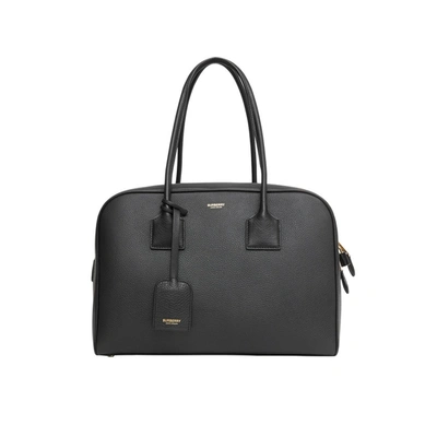 Shop Burberry Large Leather Half Cube Bag In Black