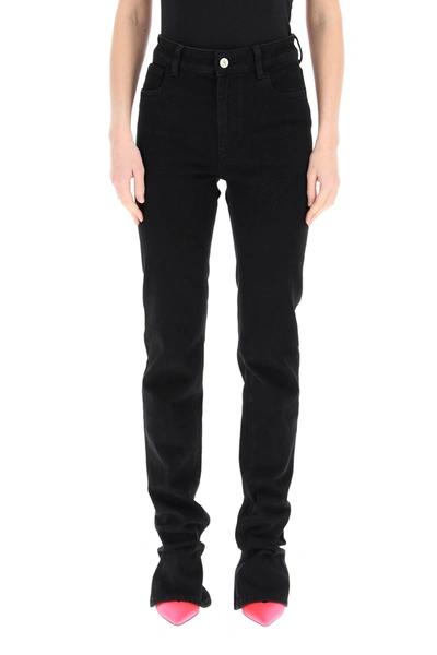 Shop Attico The  Slim Jeans With Flared Hem In Black