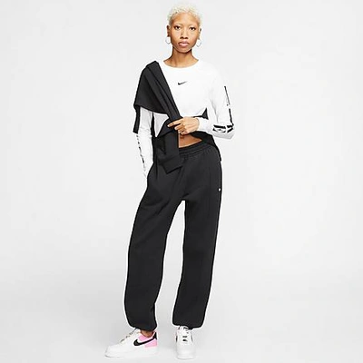 Shop Nike Women's Sportswear Essential Fleece Jogger Pants In Black/white