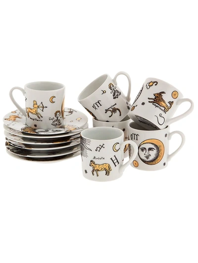 Shop Fornasetti China Plate And Mug Set In White