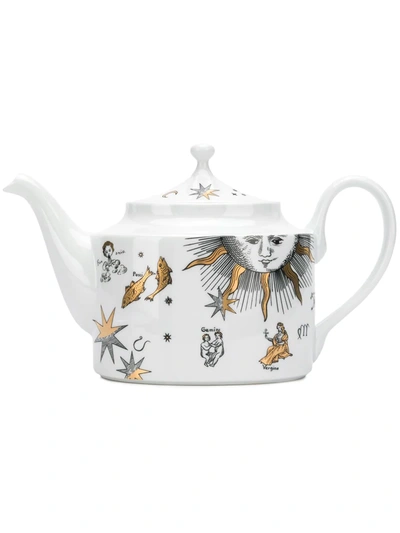 Shop Fornasetti Astrology Print Teapot In White