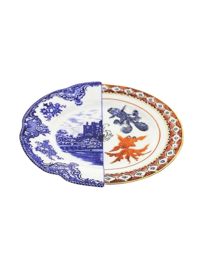 Seletti Hybrid Isaura Printed Porcelain Soup Plate 25.4cm In Blue