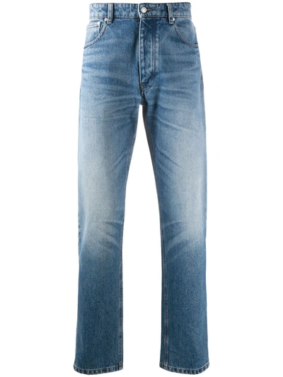 Shop Ami Alexandre Mattiussi Straight-leg Mid Wash Jeans In Blue
