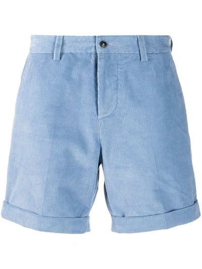 Shop Ami Alexandre Mattiussi Corduroy Turn-up Hem Shorts In Blue