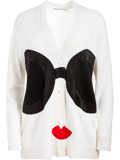 Shop Alice And Olivia Face Detail V-neck Cardigan In White