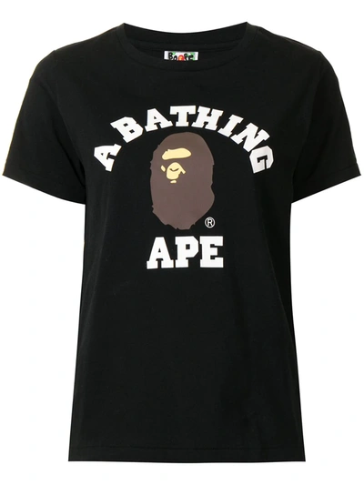 Shop A Bathing Ape Ape College Cotton T-shirt In Black