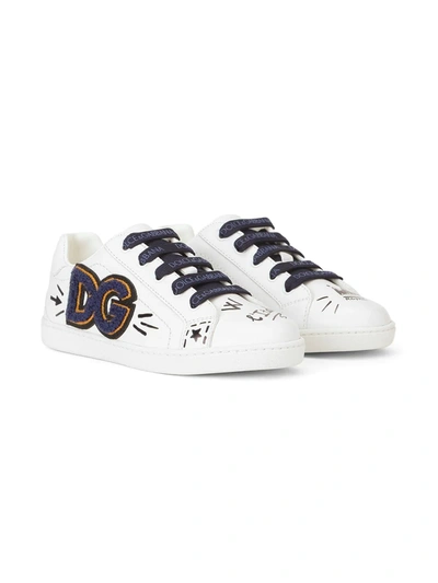 Shop Dolce & Gabbana Portofino Graffiti Print Sneakers In White