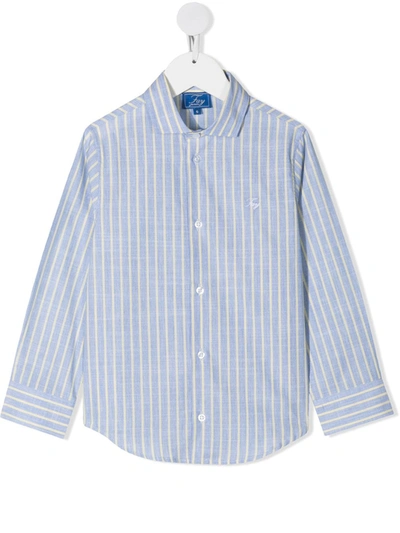 Shop Fay Striped Print Shirt In Blue