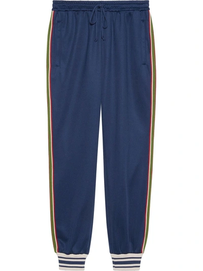 Shop Gucci Web Stripe-trim Track Pants In Blue