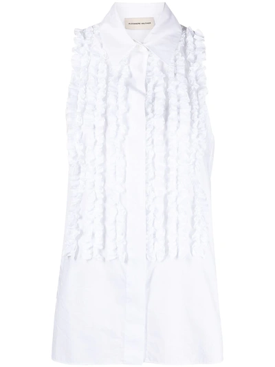 Shop Alexandre Vauthier Ruffled Sleeveless Shirt In White