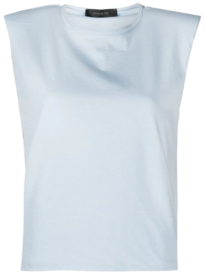 Shop Federica Tosi Padded-shoulder Sleeveless T-shirt In Blue