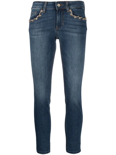 Shop Liu •jo Chain-detail Skinny Jeans In Blue