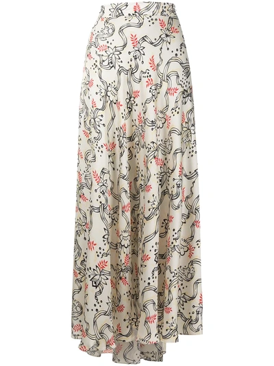 Shop Paco Rabanne Maxi-rock Floral-print Skirt In Neutrals