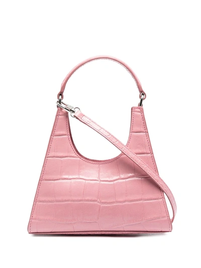 Shop Staud Mini Rey Crocodile-effect Crossbody Bag In Pink