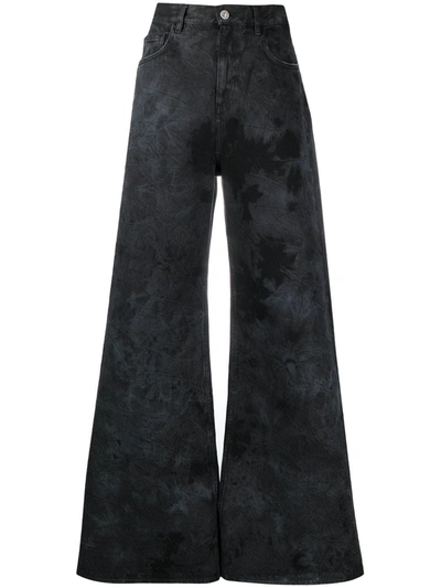 Shop Attico Tie-dye Wide-leg Jeans In Black