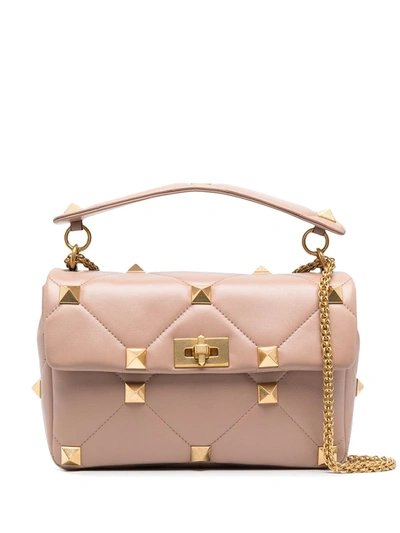 Shop Valentino Roman Stud Top-handle Bag In Pink