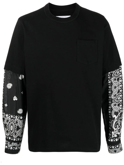 Shop Sacai Bandana-print Layered T-shirt In Black
