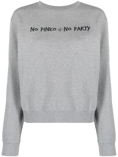 Shop Pinko No  No Party Print Sweatshirt In Grey