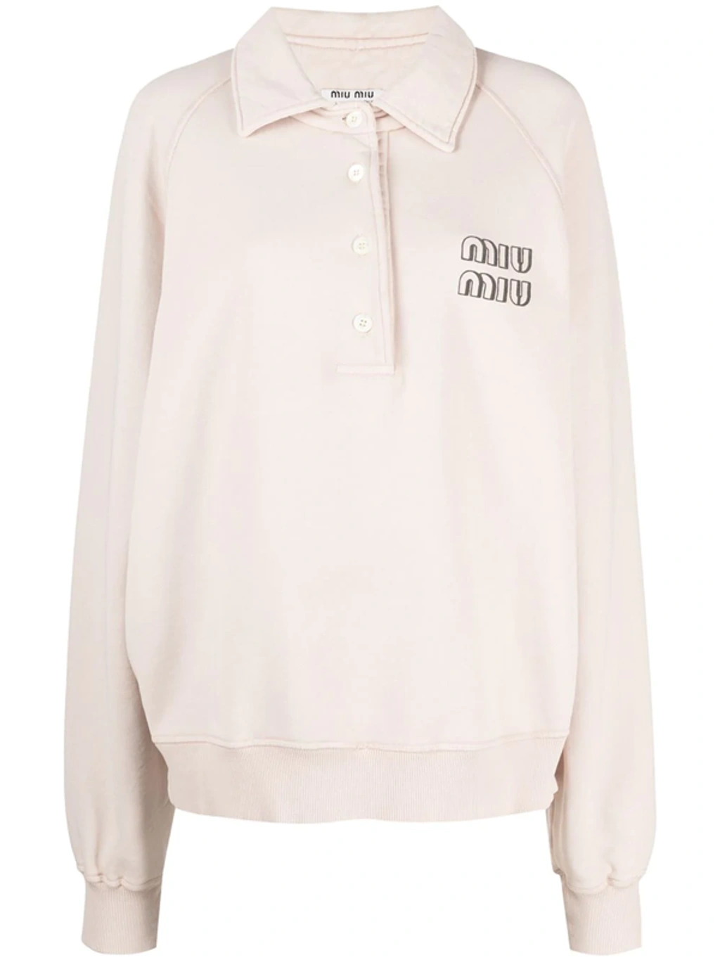Miu Miu League Logo Print Polo Shirt In Neutrals | ModeSens