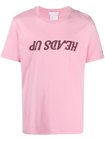 Shop Helmut Lang Slogan-print Cotton T-shirt In Pink